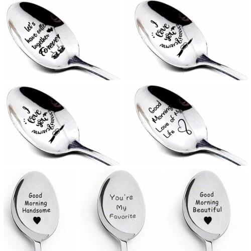 1PC Stainless Steel Milk Coffee Spoon Dessert Ice Cream Fruit Spoon Teaspoon Accrssories Valentines Day Gift Anniversary Present