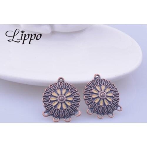 12pcs 20*26mm Antique copper Earring Connector Enamel Ear Base Charms Pendant Diy Wedding Earring Accessories