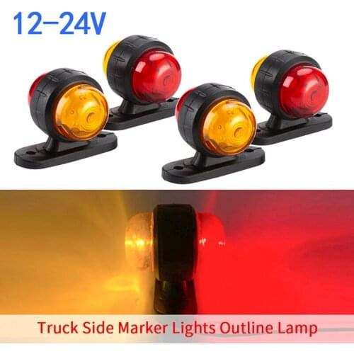 2Pcs Car Truck Trailer LED Red Amber Corner Side Marker Light Turn Signal Clearance Indicator Lamp Lorry Caravans Van Bus 12V