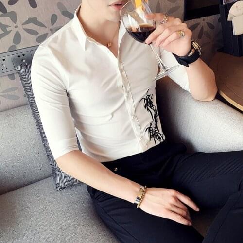 2021 New style Fashion Male High quality pure cotton printing short sleeve shirts/Mens slim fit Casual business shirts S-2XL