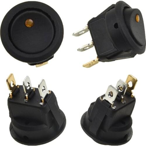 4Pcs 3Pin DC12V Waterproof ON/OFF Car Round Rocker Dot LED Light Luminescence Toggle Switches Accessories