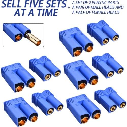 5pairs/lot EC5 5mm Male/Female Type Plug+Socket Set Gold Contact Battery Connector Bullet Plugs For RC ESC Lipo Battery/Motor