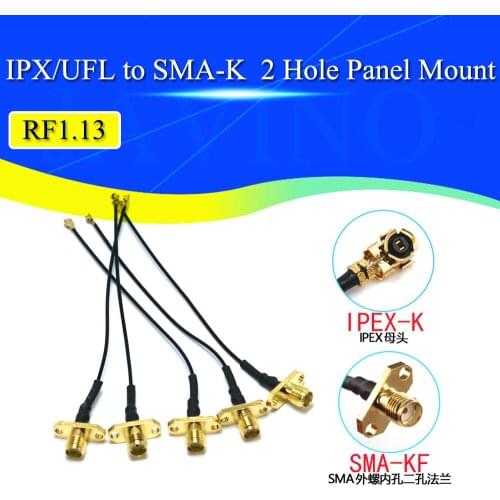 5PCS Antenna WiFi Pigtail Cable SMA Female Panel Mount to Ufl./IPX RF1.13 Cable for FPV Drone RC Model Multicopter