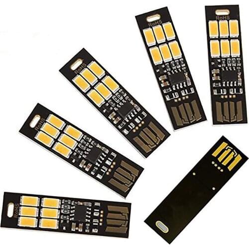 5 pcs USB Light Keychain Super Bright 6 LEDs Mini USB Light Lamp with Smart Touch Electrodeless Dimming Switch For Laptop Keyboa