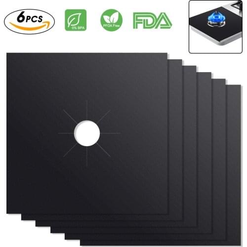 6PCS 0.2mm Thickness Gas Range Protectors Perfect Kitchen Cookware Parts For Most Types Of Gas Ranges