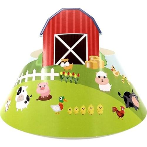 6pcs Birthday Party Paper Cap Hat For Kid Child Farm Animal Cow Piggy Sheep Baby Shower Party Supplies Deco With Elastic Band