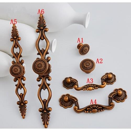 6style Antique Brass Dresser Pulls Handles Backplate Cabinet Knobs Drawer Handle Kitchen Cupboard Drop Pulls Furniture Hardware