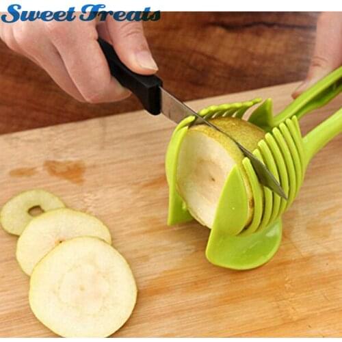 Sweettreats Kitchen Food Slicing Tool Holders Vegetable Salad Tomato Lemon Onions Slicer Cutter Helper Aid with Handle