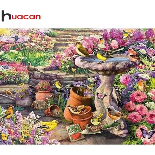 Huacan Diamond Painting Flower Scenery Full Square/round Mosaic Embroidery Animal Bird Cross Stitch Diamond Art