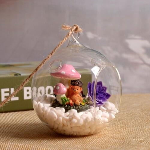 Free Shipping 8pcs/pack Diameter=12cm Middle Size Hanging Glass Globe Vase Home Decoration One Open Two Small Holes Terrarium