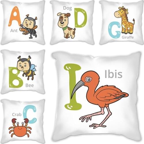 Ant bee crab dog eiephant fish giraffe Letter Decorative Polyester Waist Pillow Cushion Covers Pillowcase Cushions for Sofa