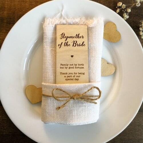 Wooden Anniversary Party Guest Seat Card and Groomsmen Seat Card Country Country Wedding Bride Stepfather Seat Card