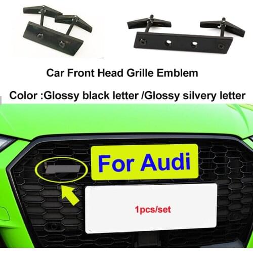 For Audi Car Front Head Grille Emblem Car Logo Letter Number Bracket Sticker Honeycomb Net for S3 S4 S5 S6 S7 S8 RS3 RS4 RS6 RS7