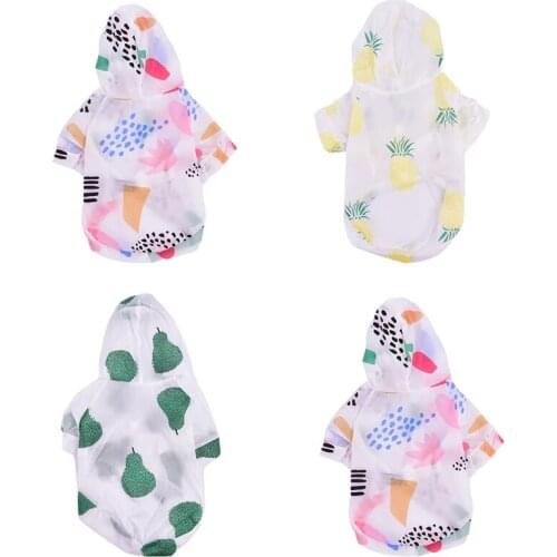 Dog Raincoat Sun-proof Clothing Summer Sun Protection Hoodie Small Dog Clothes Print Poncho For Small Medium Pets Fruit Printing