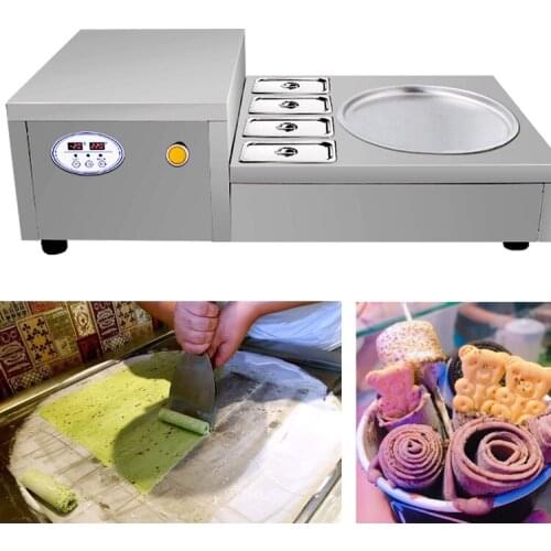 Stainless Steel Double Pan Fried Ice Cream Machine Is Used For Making Delicious Ice Cream Rolls