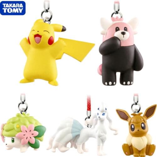 TAKARA TOMY Pokemon Action Figure Gacha Toy Pikachu Alolan Key Pendant 3 Model Pendant