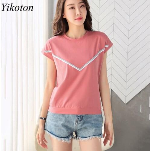 T-Shirt New Womans Cloting Summer Basic T-shirts With Bat Sleeve Tops Harajuku Cotton Women O-Neck Plus Size camisetas de mujer