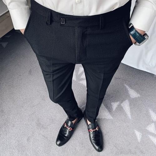 Classic Black Gray Business Dress Pants Men Wedding Social Suit Pants for Men Casual Slim Streetwear Trousers Pantalon Homme