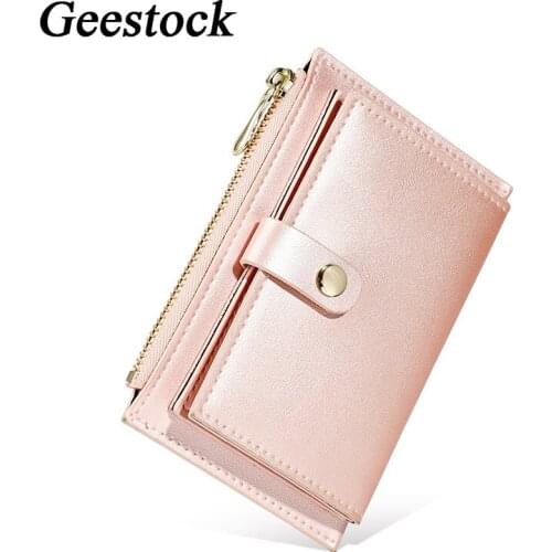 Geestock Wallet for Women Fashion Slim Wallets Zipper Coin Purse Card Holder PU Ladies Small Purse Laies Mini Wallet