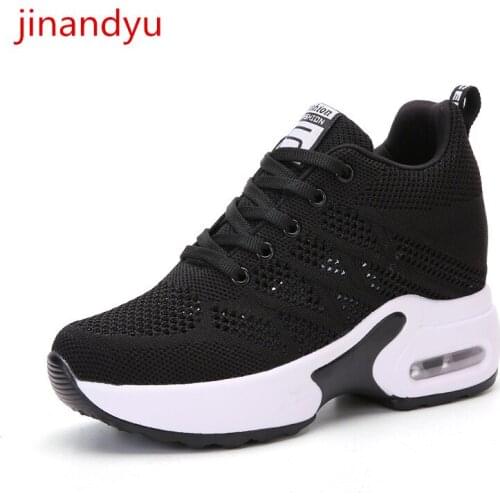 Chunky Heel Sneakers Wedges Shoes for Women Light Weight Mesh Shoes Ladies Sneakers Red White Black Fashion Sport Shoes Women
