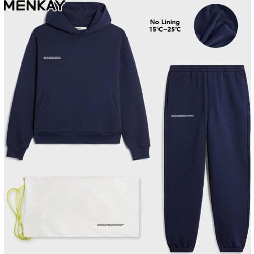 MENKAY French Terry Hoodie and Sweatpant Two Piece Sets Sweatsuits Organic Cotton Women Hooded Sweatshirts Track Pant Tracksuits