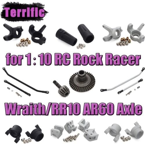 Metal Bevel Gear Drive Shaft C-Hub Carrier Steering Knuckle Shock Mounts for RC Rock Racer Axial Wraith RR10 AR60 Axle Adapter