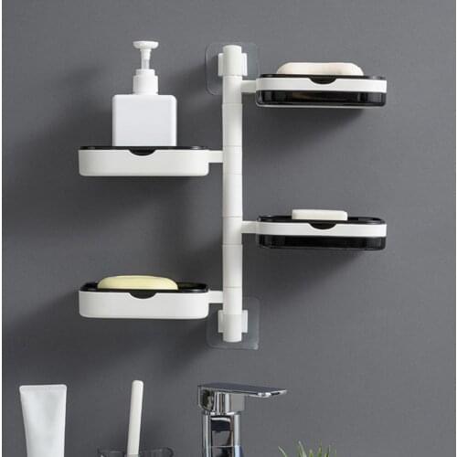 Soap Rack Wall-mounted Rotatable ABS Multi-layer Draining Storage Box for Bathroom