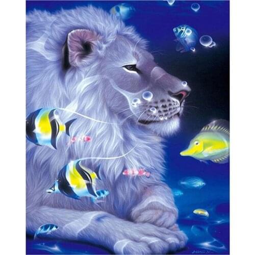 New Arrivals 5D DIY Full Round Diamond Painting Cartoon Lion 3D Embroidery Cross Stitch Rhinestone Mosaic Home Decor Gift Y1164