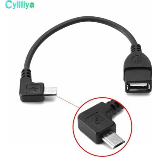 13cm Right Angle USB A Female to Micro B Male Converter OTG Adapter Cable Black for Samsung LG Xiaomi Android Phone 300pcs/lot