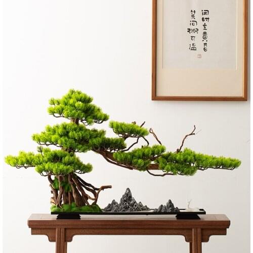 Peach Wood Artificial Greeting Pine Bonsai Decoration Home Living Room Entrance Office Decorations Landscape Zen