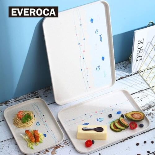 Plastic Plate Tableware Rectangular Nordic Wind Wheat Straw Tray Home Simple Breakfast Main Meal Tea Tray Dessert Small Tray