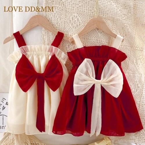 LOVE DD&MM Girls Princess Dresses 2021 Summer Casual Bow Comfortable Sling Dress Kids Sweet Costume Children Party