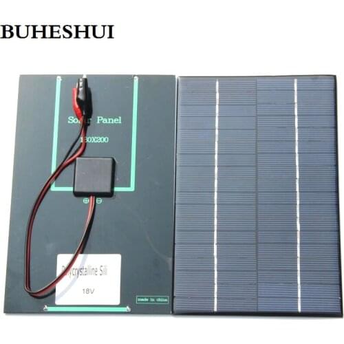 BUHESHUI 4.2W 18V Solar Cell Polycrystalline Solar Panel+Crocodile Clip For Charging 12V Battery 200*130*3MM NEW Free Shipping