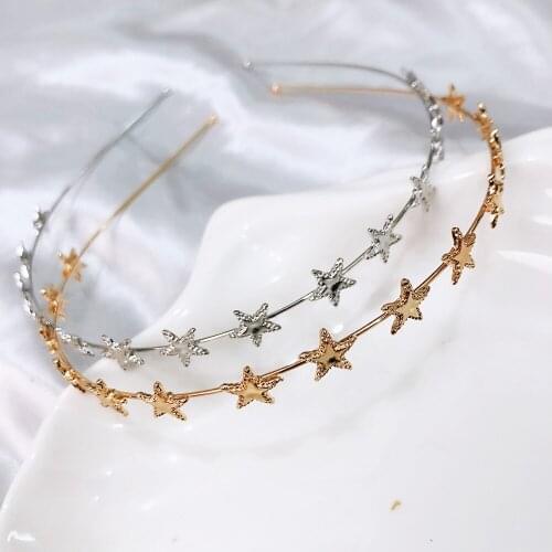 Fashion Gold Silver Metal Star Headband for Women Sweet Wedding Hair Accessories Tiara Elegant Girls Headband Headwear