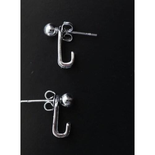 New Retro 925 Sterling Silver Ear Pin Hanging Round Bead Buckle Hook Neutral Earrings Jewelry Accessories