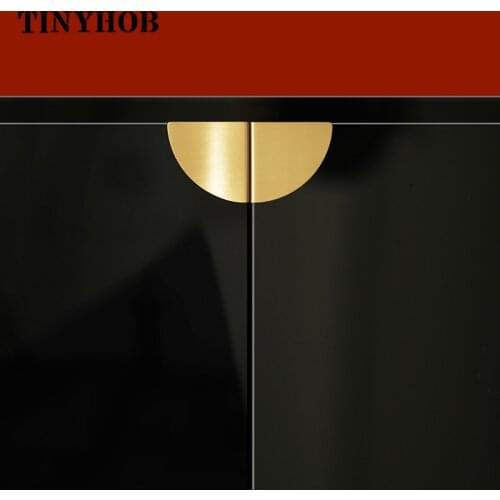 Nordic Hidden Handles for Furniture Fan-shaped/Semicircular Cabinet Door Knob Brass Dresser Drawer Pull Gold Kitchen Accessories