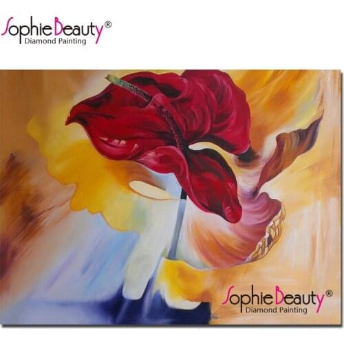 Sophie Beauty Full Diy Diamond Painting Beautiful Red Flower Diamond Embroidery Mosaic Cross Stitch Home Decor Wall Arts 19091