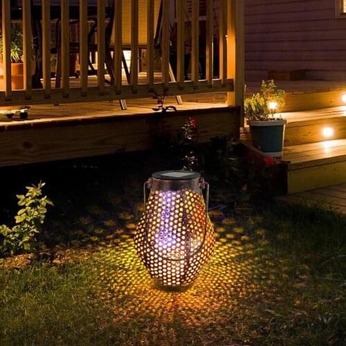 Retro Solar Power LED Lantern Outdoor Garden Hanging Lamp Lawn Landscape Light Path Stake Lamps Solar Light Home Decoration