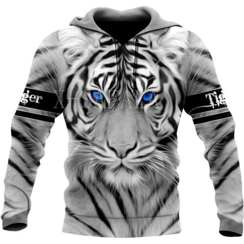 Cool White Tiger 3D All Over Print Plus Size Hoodie Man Women Harajuku Outwear Zipper Pullover Sweatshirt Casual Unisex Jacket
