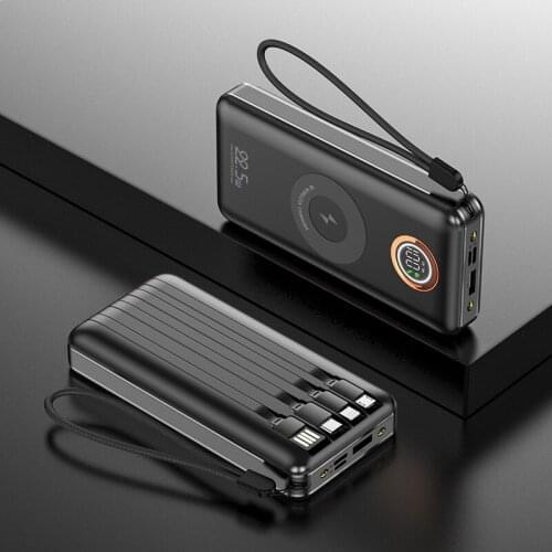 Qi Wireless Charger 20000mAh Power Bank with Cable 22.5W Super Fast Charging for Huawei Powerbank for iPhone 12 Xiaomi Poverbank