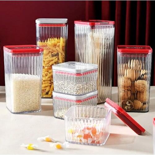 Airtight jar, household light luxury transparent plastic storage jar with lid, kitchen food grade nut seasoning storage box