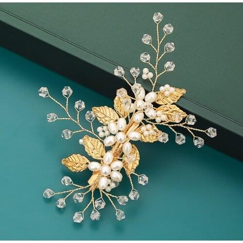 New Vintage Gold Pearl Hair Clips For Women Gifts Crystal Handmade Tiara Hair Clips Pins Wedding Bridal Hair Accessories