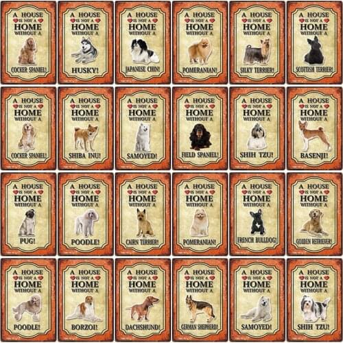 [ Kelly66 ] Pets Dog Samoyed Shiba Inu Japanese Chin Shih Tzu Metal Sign Home Decor Bar Wall Art Painting 20*30 CM Size Dy144