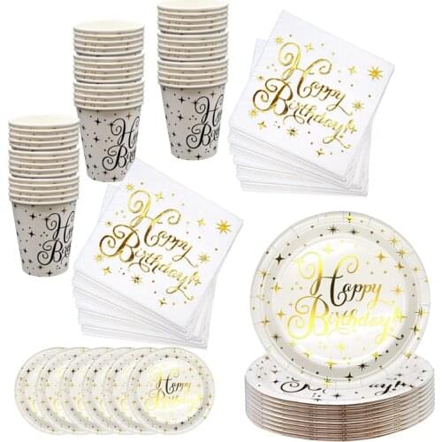 Gold Bronzing Star Theme Party Disposable Tableware Napkins Plates Straw Adult Birthday Baby Bridal Shower Party Decor Supplies