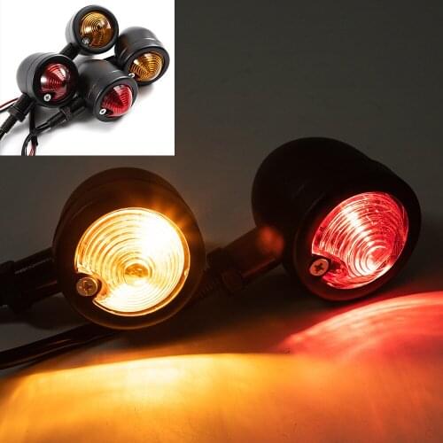 1 pair Universal Motorcycle cafe racer Turn Signal Indicator Lamp Light Retro Bullet Black LED Light for Moto Motorbike