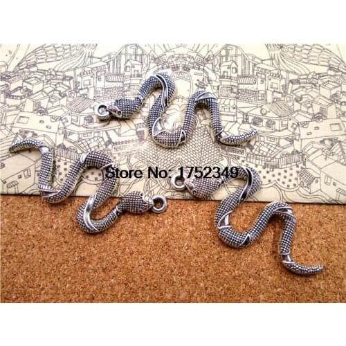 10pcs--Snake Charms, Antique Tibetan silver Tone Large Snake charm pendant 54x25mm