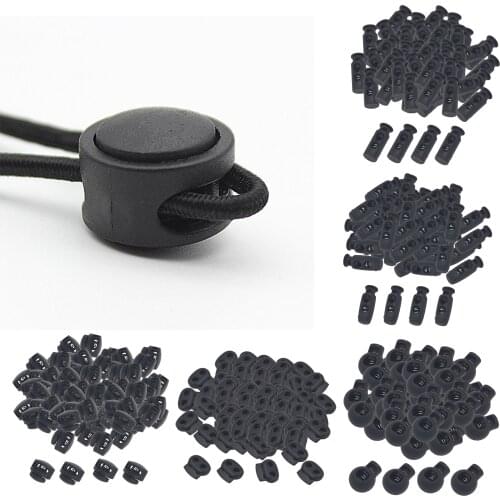 100 Pcs Cord Lock End Toggle Spring Drawstring Stopper Sliding Clip Camping