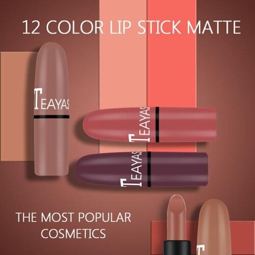 2021 12pcs Lipstick Velvety Set Long Lasting Nonstick Cup Not Fade Makeup Cosmetics Kit for Girl Women