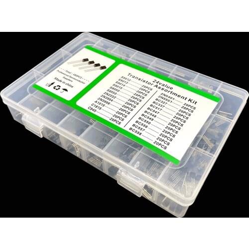 24Values*20PCS=480pcs TO-92 Transistor Assortment Assorted Kit BC327/337/517/547/548/549 2N2222/3906/3904/5551/5401 C945 A1015