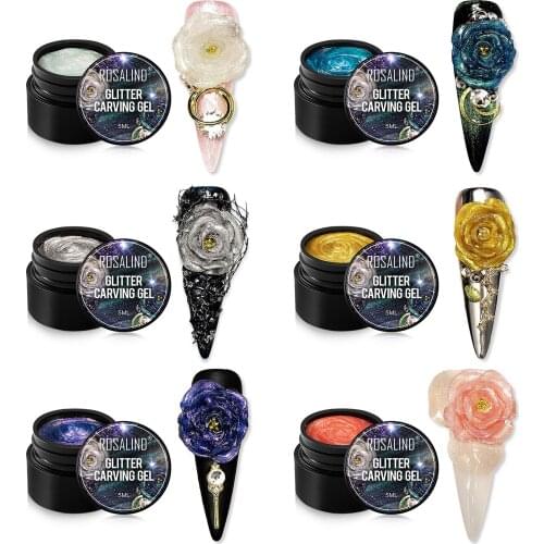 6pcs Nail Polish Glue Set 3D Carving Gels Varnish 3D Sculptural Nail Solid Gel Nail Carving Glue Nail Art Paint Glue Reliable